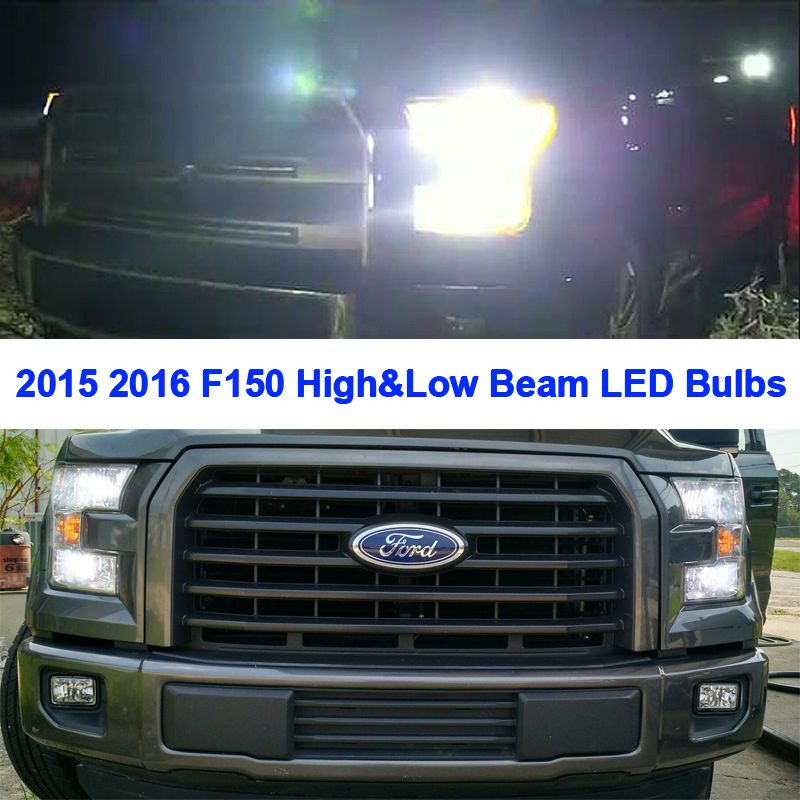 4pcs 2015 2016 F150 White CREE LED High & Low Beam Headlight Bulbs + Dust Covers eBay